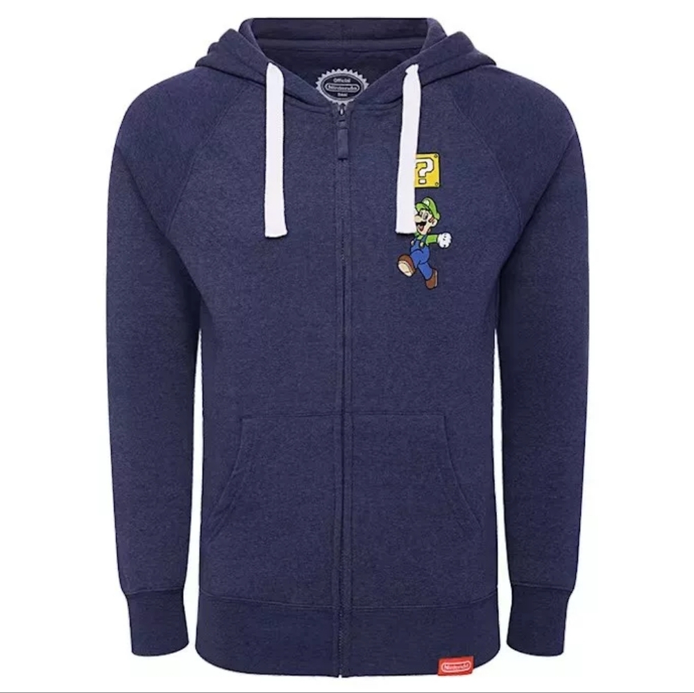 Nintendo official NYC Mushroom Kingdom collection Luigi zip-up Hoodie XL